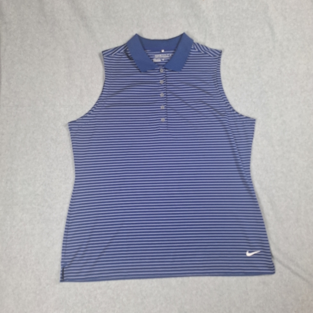 Nike Women's Blue White Striped Polo Tank Top Size XL